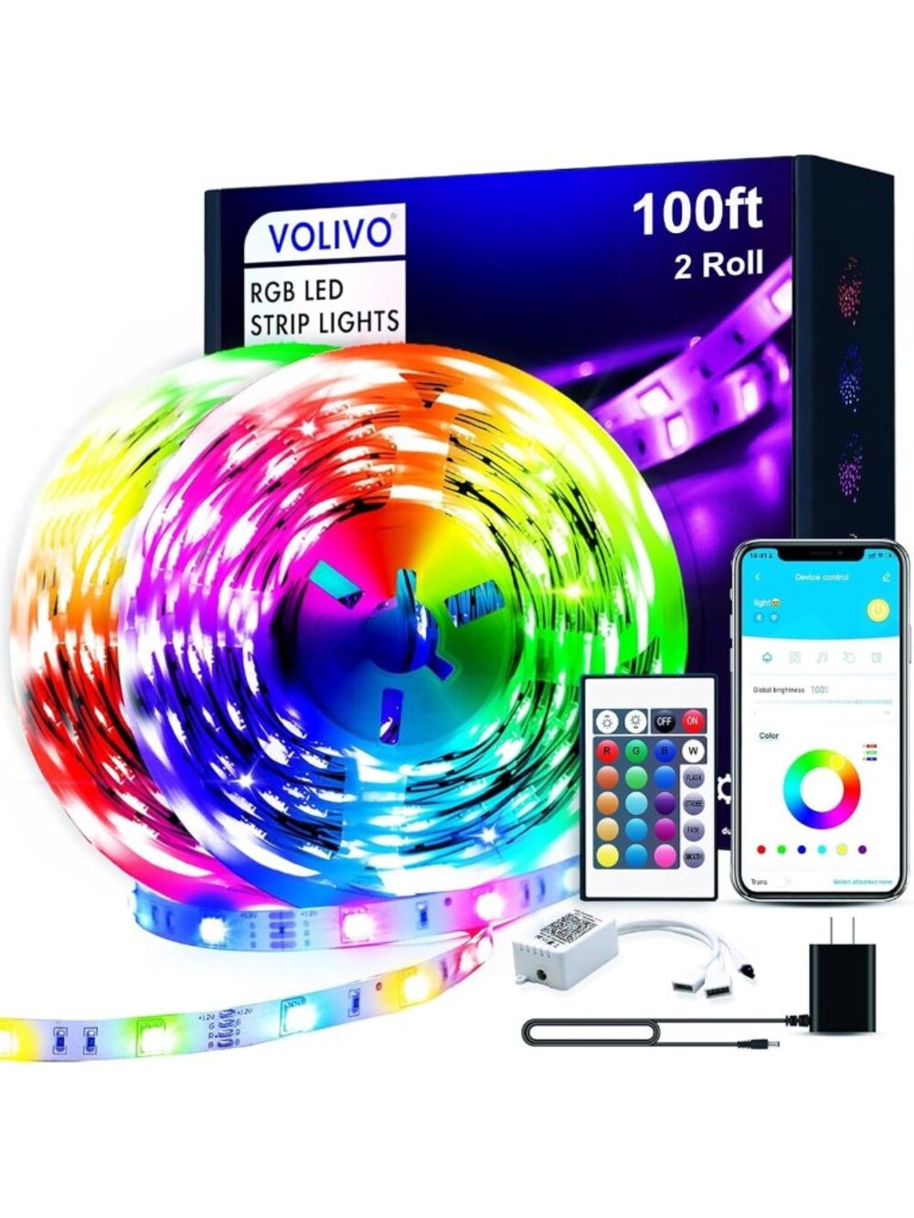 100FT Color Changing LED Strip Lights for Bedroom, RGB Mood Lighting Decor